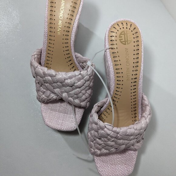 NEW- Womens Antonio Melani Sandals Woven Braided Wedge Lavender - Picture 2 of 4